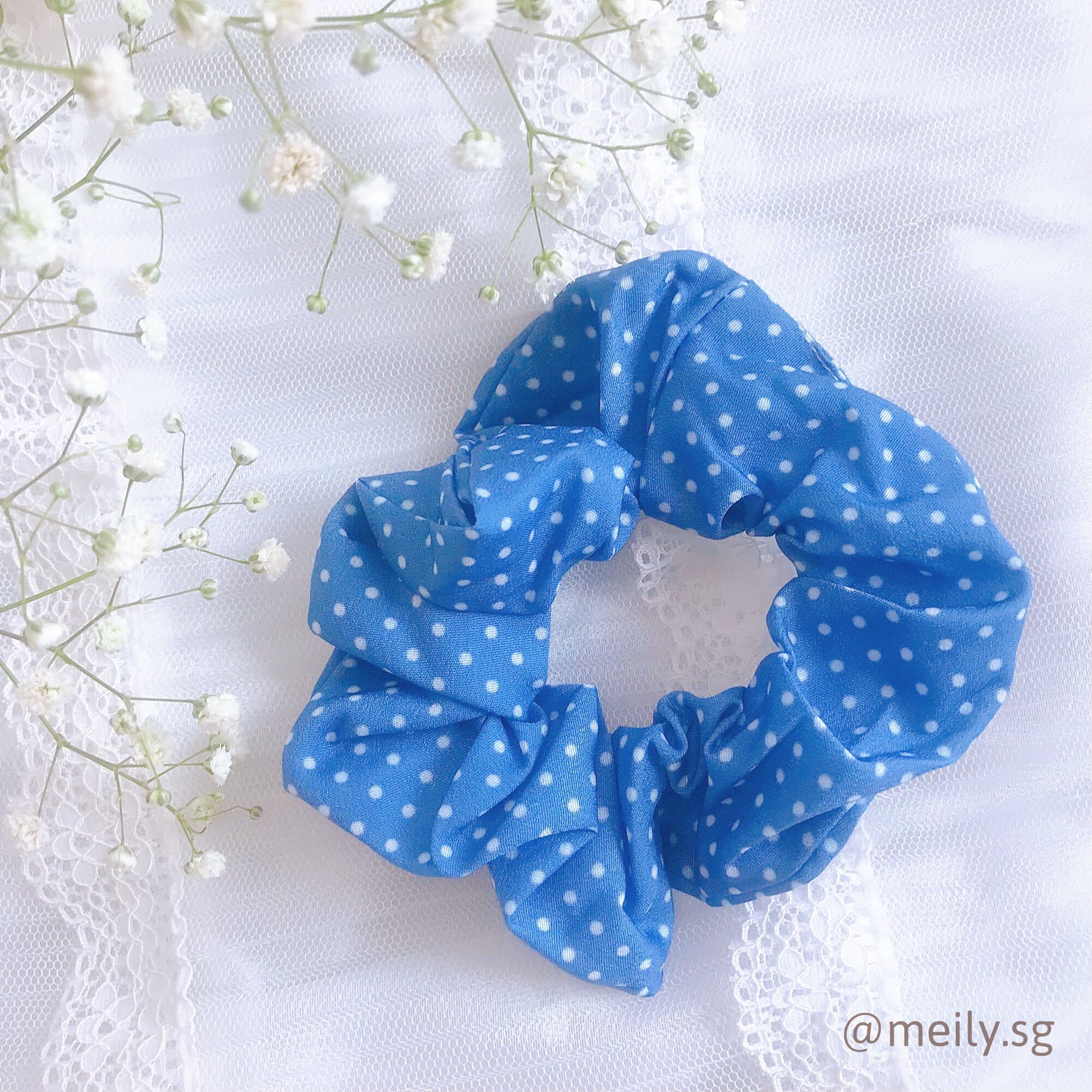 Cột tóc Scrunchies tông xanh dương Meily Store
