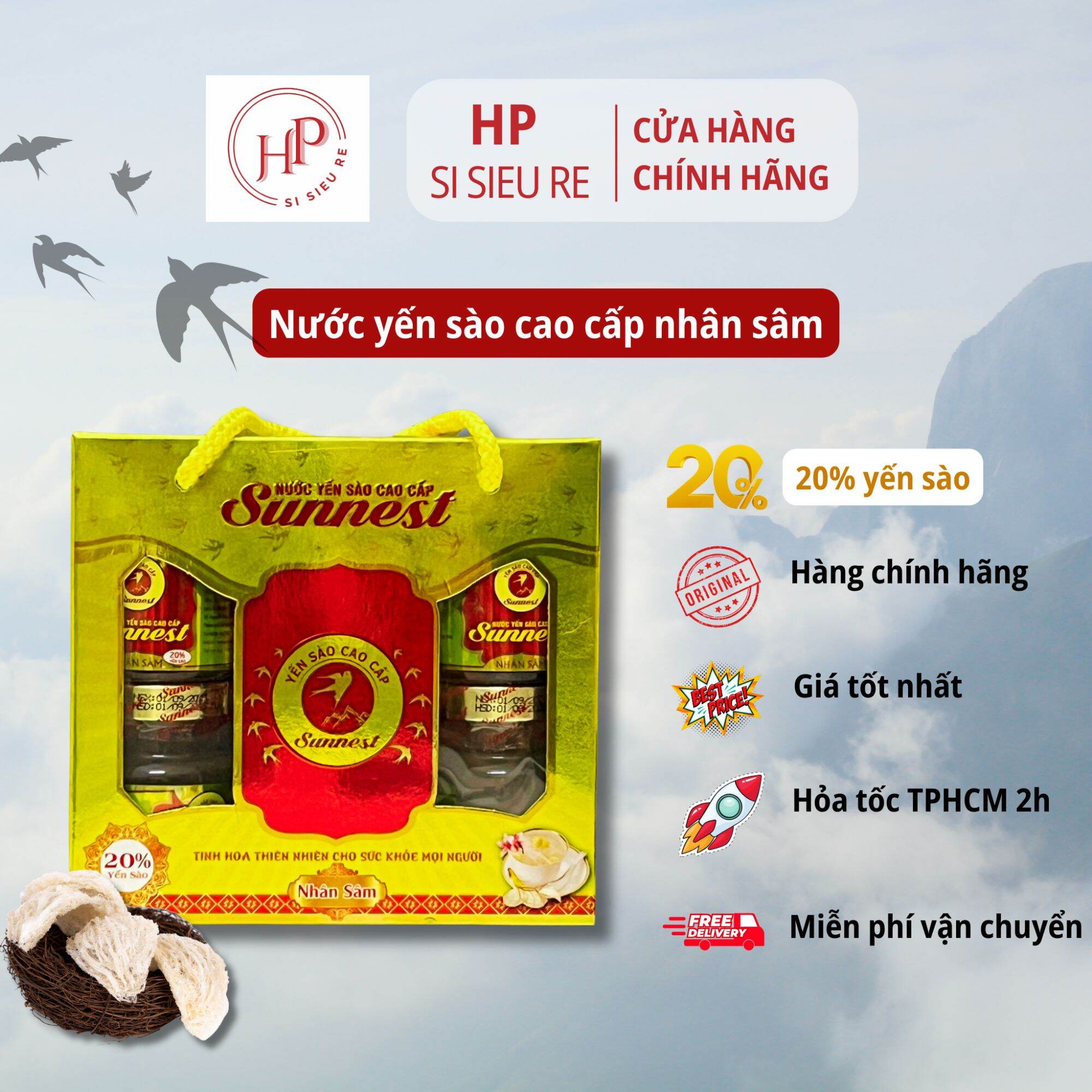 Lốc 6 hủ yến xào cao cấp Sunnest nhân sâm