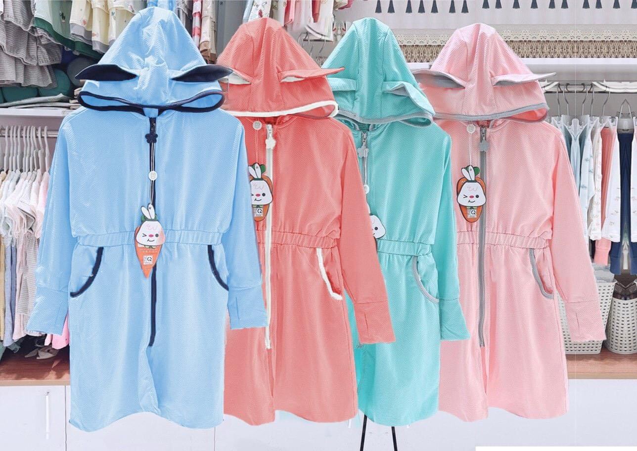 Áo chống nắng toàn thân tai thỏ cho bé kèm khẩu trang xịn xò