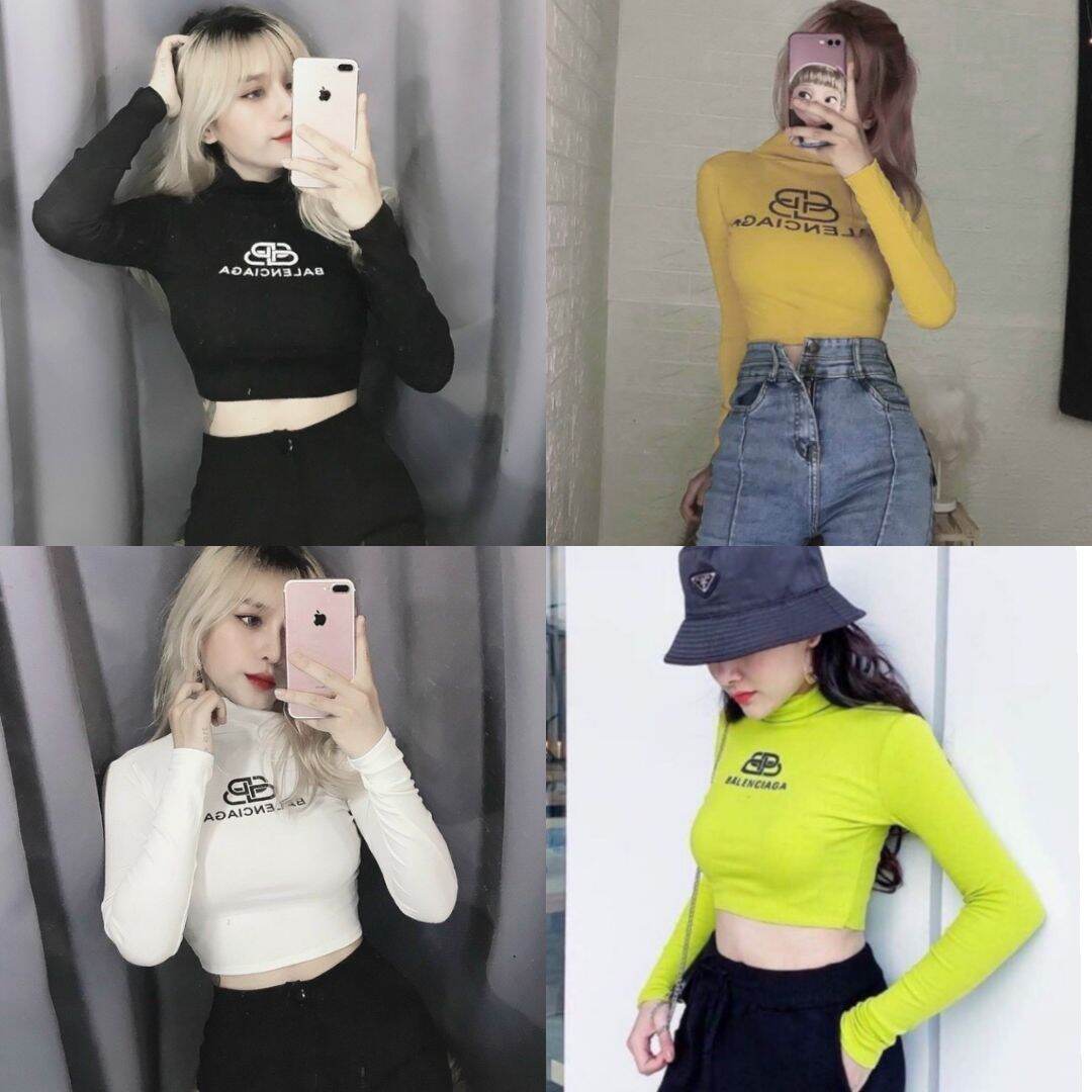 Áo Thun Cổ Lọ Croptop Tay Dài BALENN
