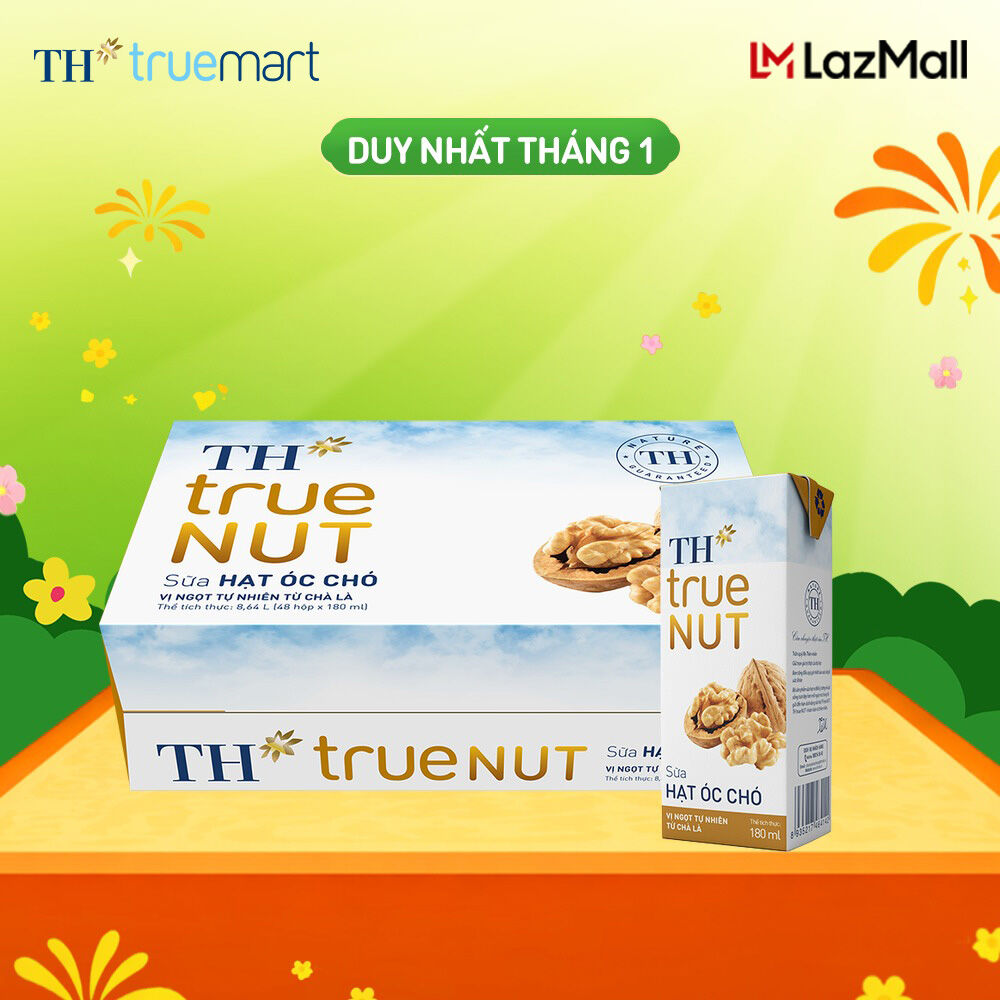  Thùng 48 hộp sữa hạt óc chó TH true NUT 180 ml  180 ml x 48  