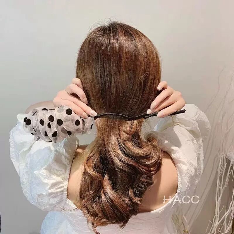 Dụng cụ búi tóc lưới chấm bi ren hỗ trợ tạo kiểu tóc, quấn tóc Hàn Quốc