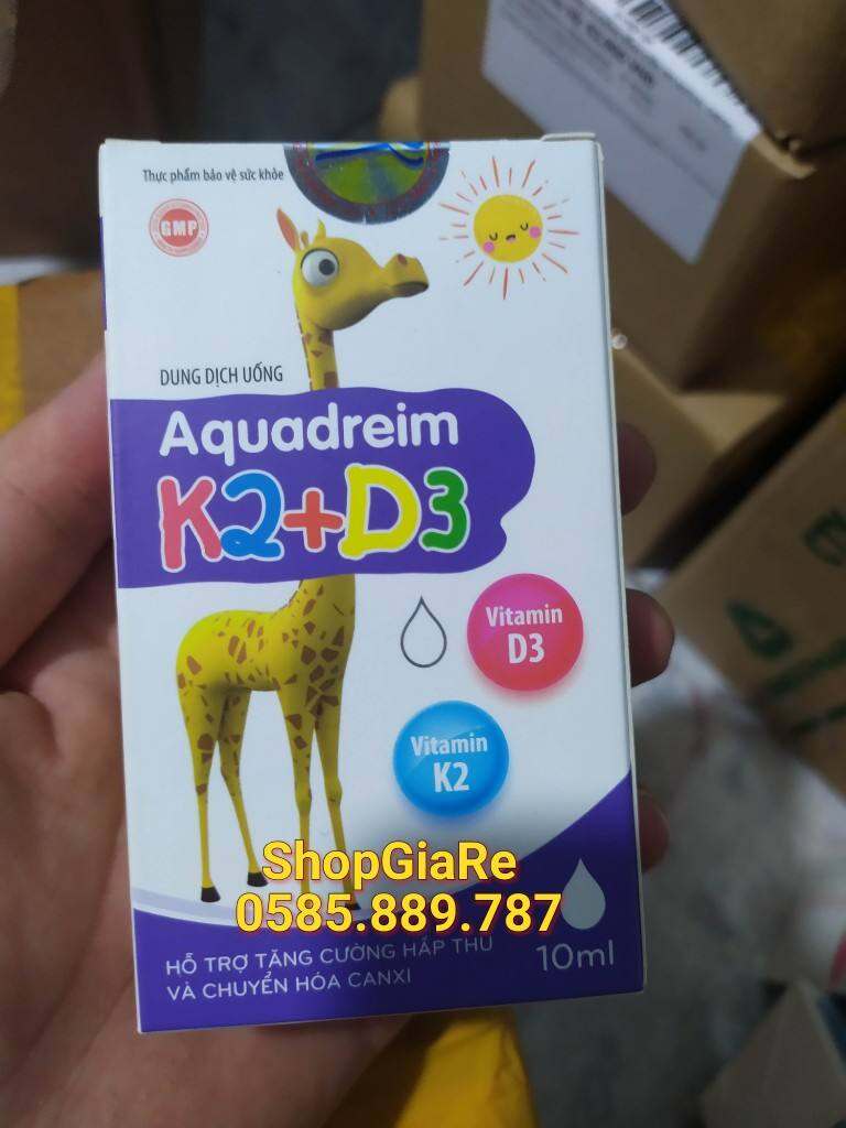 Aquadreim K2 + D3 bổ sung Vitamin D3 & K2 Mk7 giúp hấp thụ canxi hiệu quả, giúp xương và răng chắc khỏe