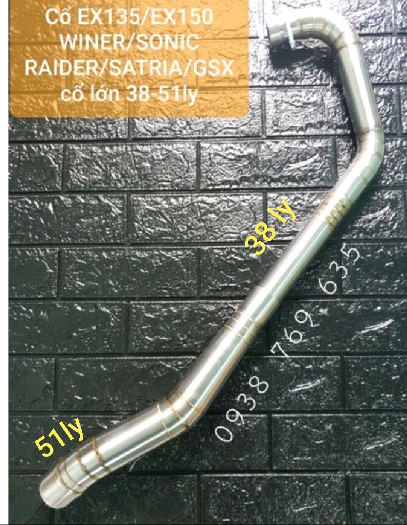 Cổ pô tăng exciter winer sonic raider satria gsx cổ 38 51ly gắn pô độ.
