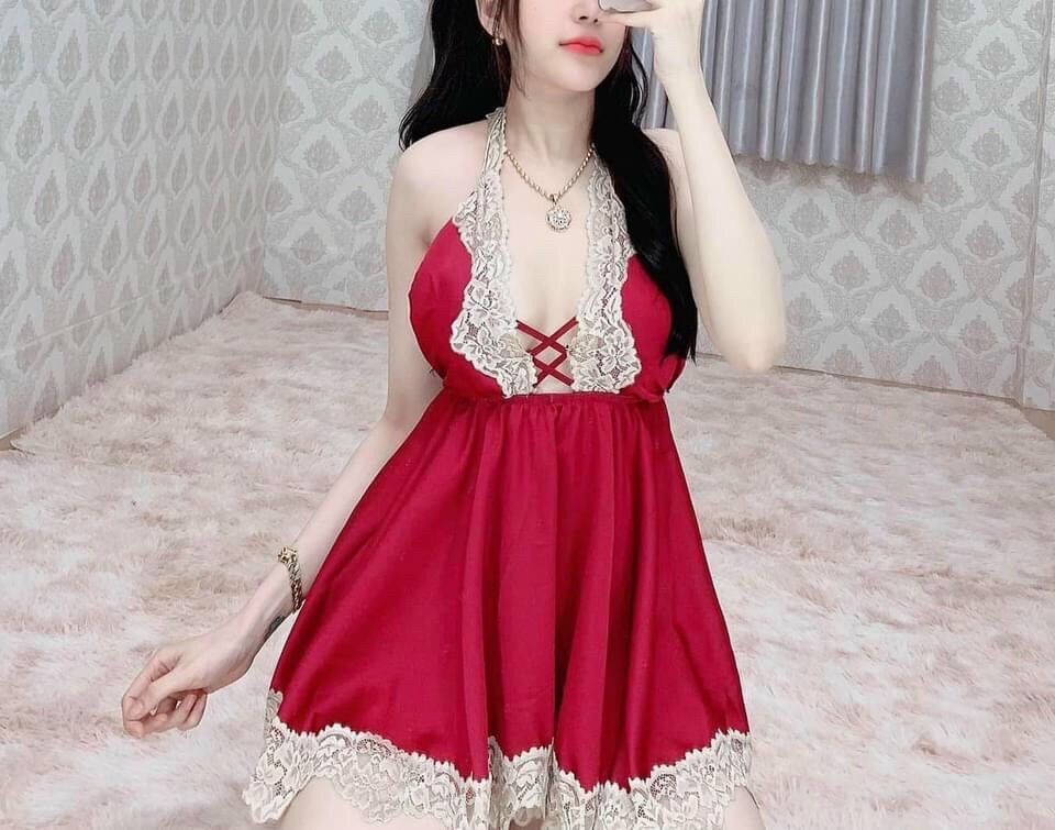 Set bộ ngủ phi lụa viền ren kèm quần from dưới 50kg