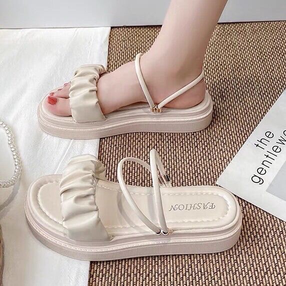 Giày Nữ Sandal Học Sinh Đi Được 2 Kiểu Đế Bằng 3,5 Phân Chắc Chân 100