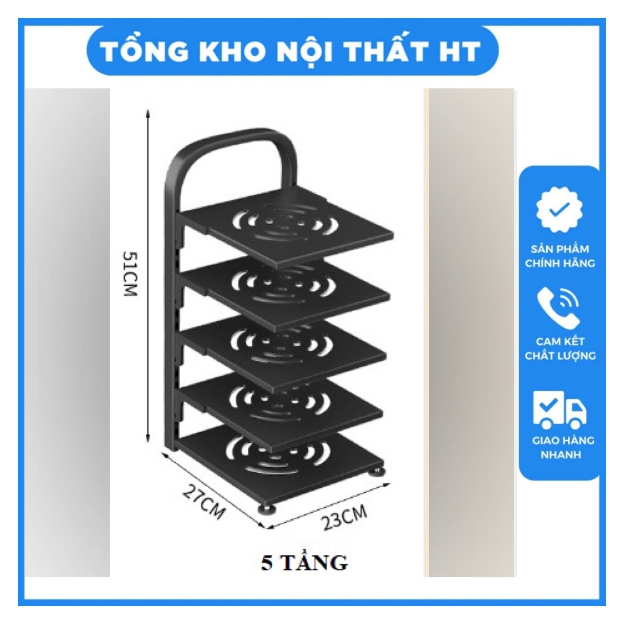 Kệ xoong nồi nhà bếp 5 tầng Sơn tĩnh điện Cao Cấp kệ nhà bếp