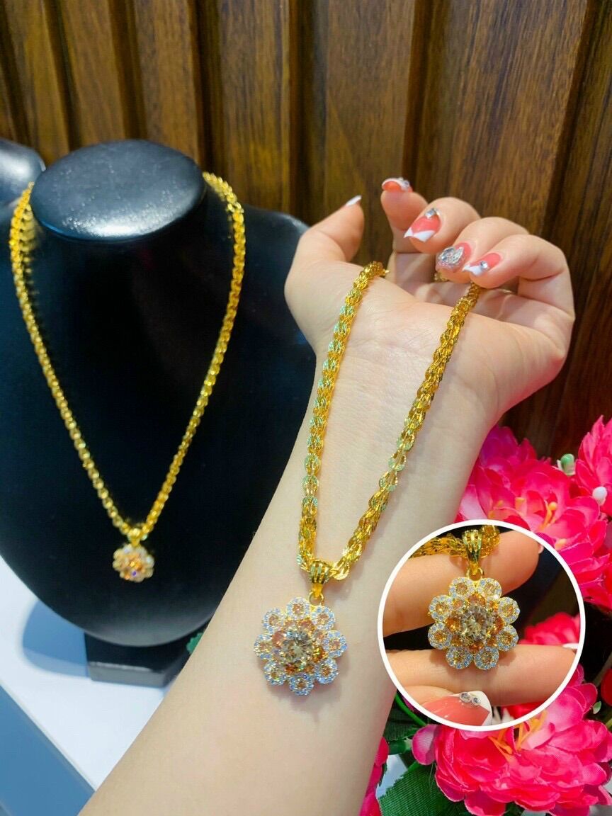 Dây chuyền phụng mặt hoa trà cao cấp sang trọng