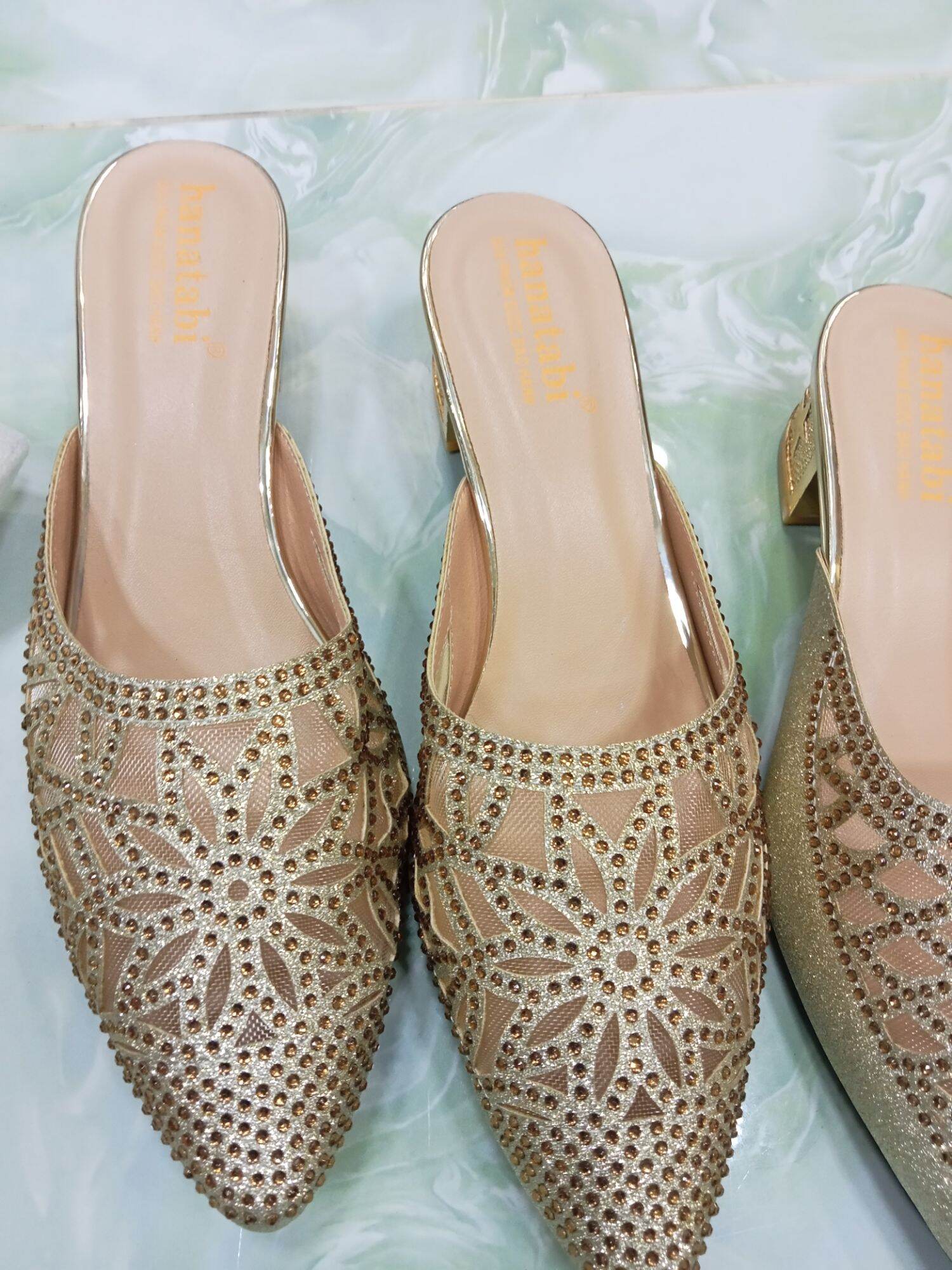 Giày sục đính đá big size 36-42 gót 3p và 5p