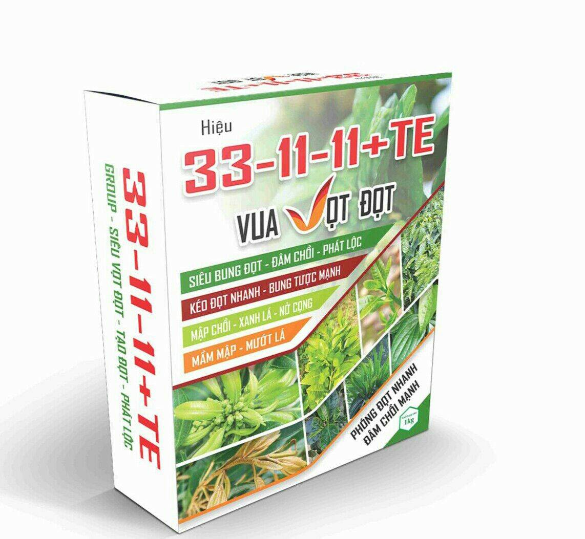 [VUA VỌT ĐỌT] phân bón npk 33-11-11+TE  phóng đọt nhanh đầm chồi mạnh gói 250gr và  hộp 1kg 4 gói bung tược mạnh mập chồi phát lộc xanh lá nở cộng gói 250gr và  hộp 1kg 4 gói