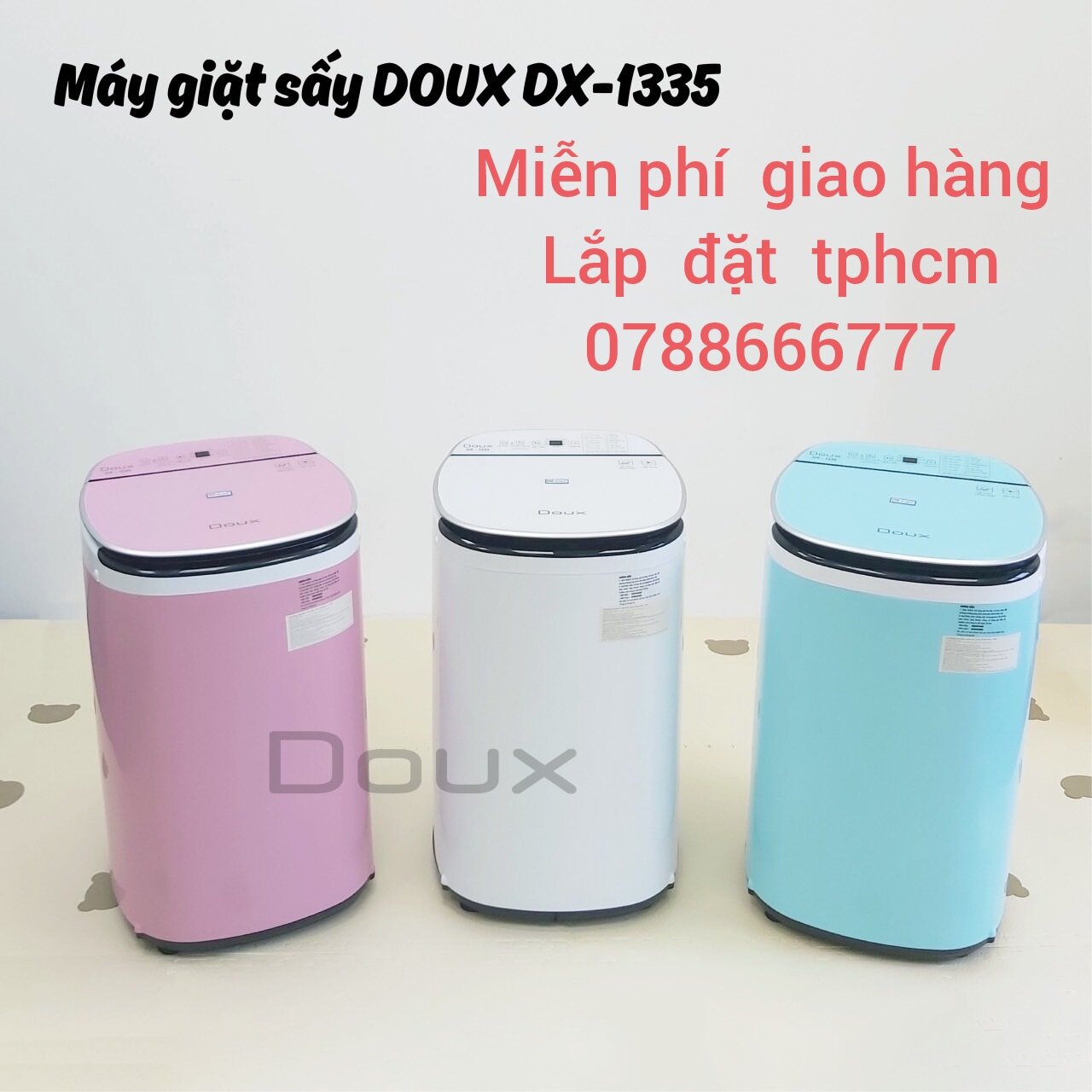Máy giặt sấy mini doux lux dx -1335 bản nâng cấp 2023 có 12 chế độ giặt sấy