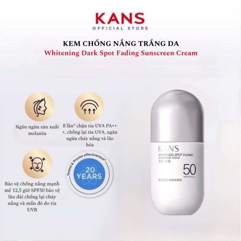 Kem chống nắng làm trắng da Kans