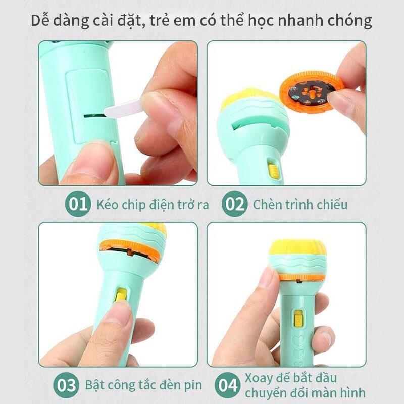 Đồ chơi đèn pin chiếu 80-96 hình bản mới nhất cho bé