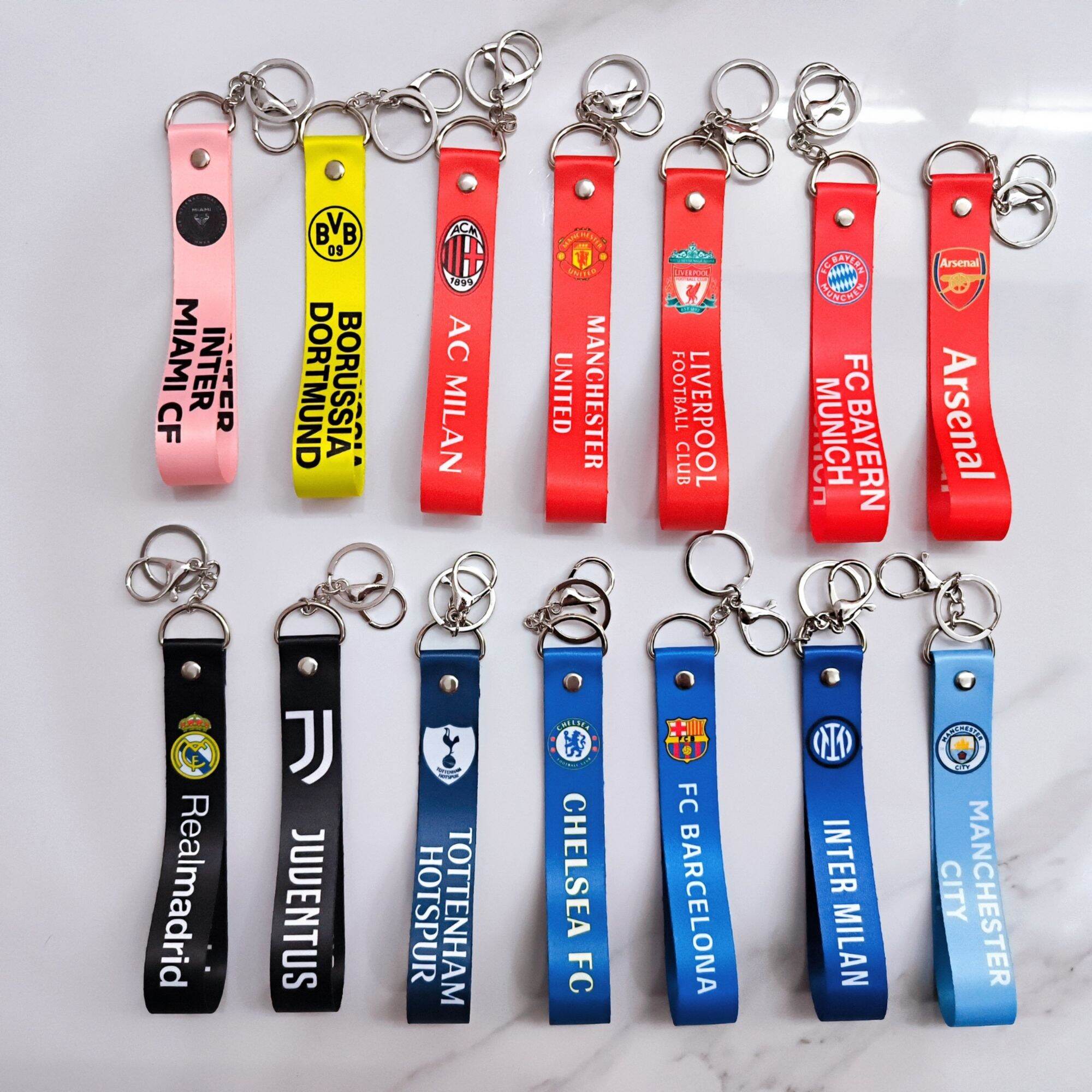 MÓC KHOÁ CLB BÓNG ĐÁ (2,5X16cm) - DÂY SATIN IN CHUYỂN NHIỆT 2 MẶT