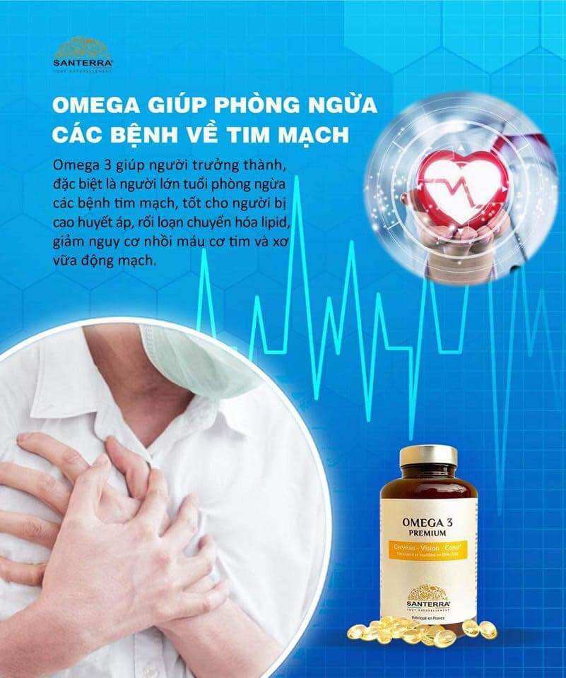 [ BILL PHÁP] Viên Omega 3 Premium Santerra Pháp 200 viên