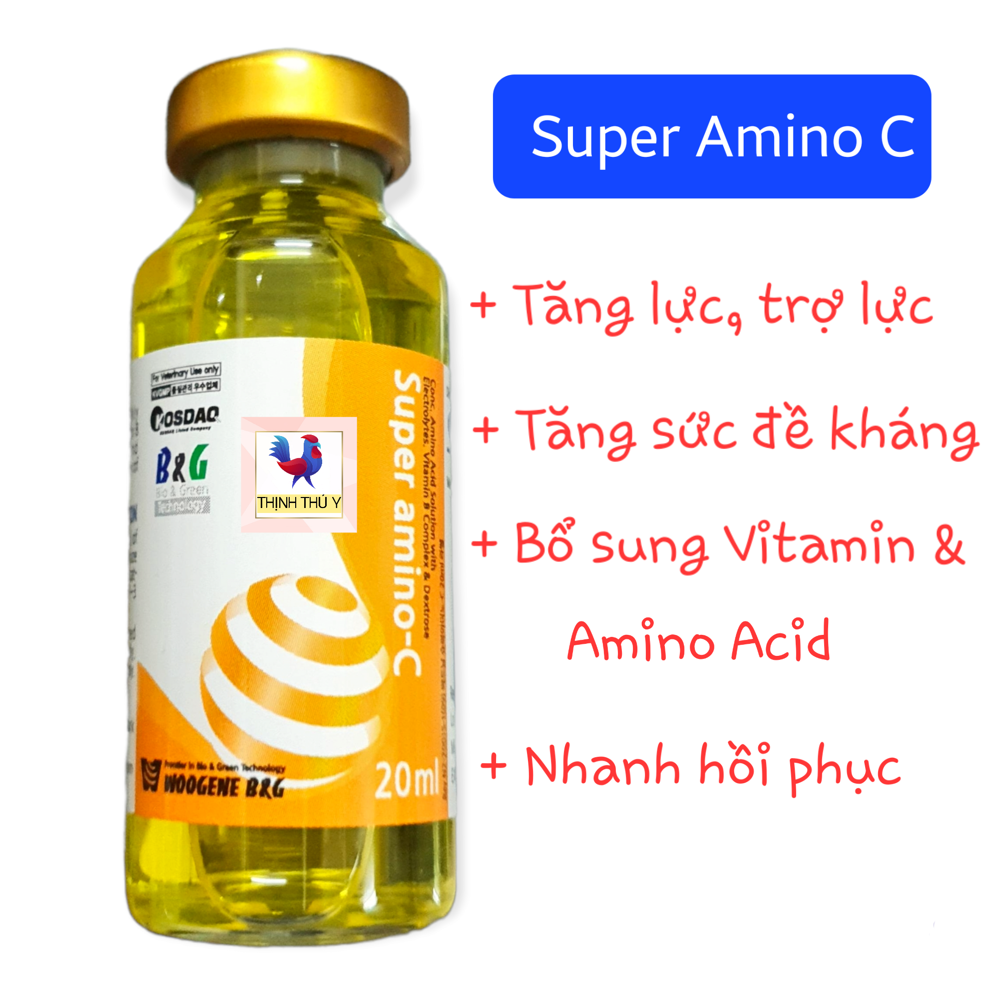 Super Amino C (Hàn Quốc) chai 20ml - Trợ lực, tăng sức đề kháng cho gà đá (Made in Korea)