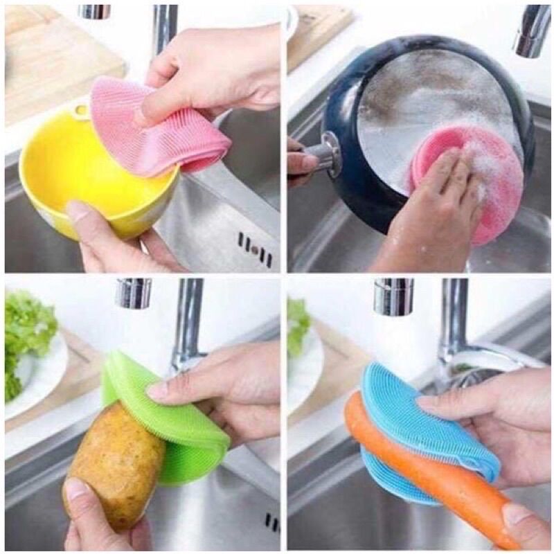 Miếng silicon rửa chén rau củ nhấc nồi đa năng