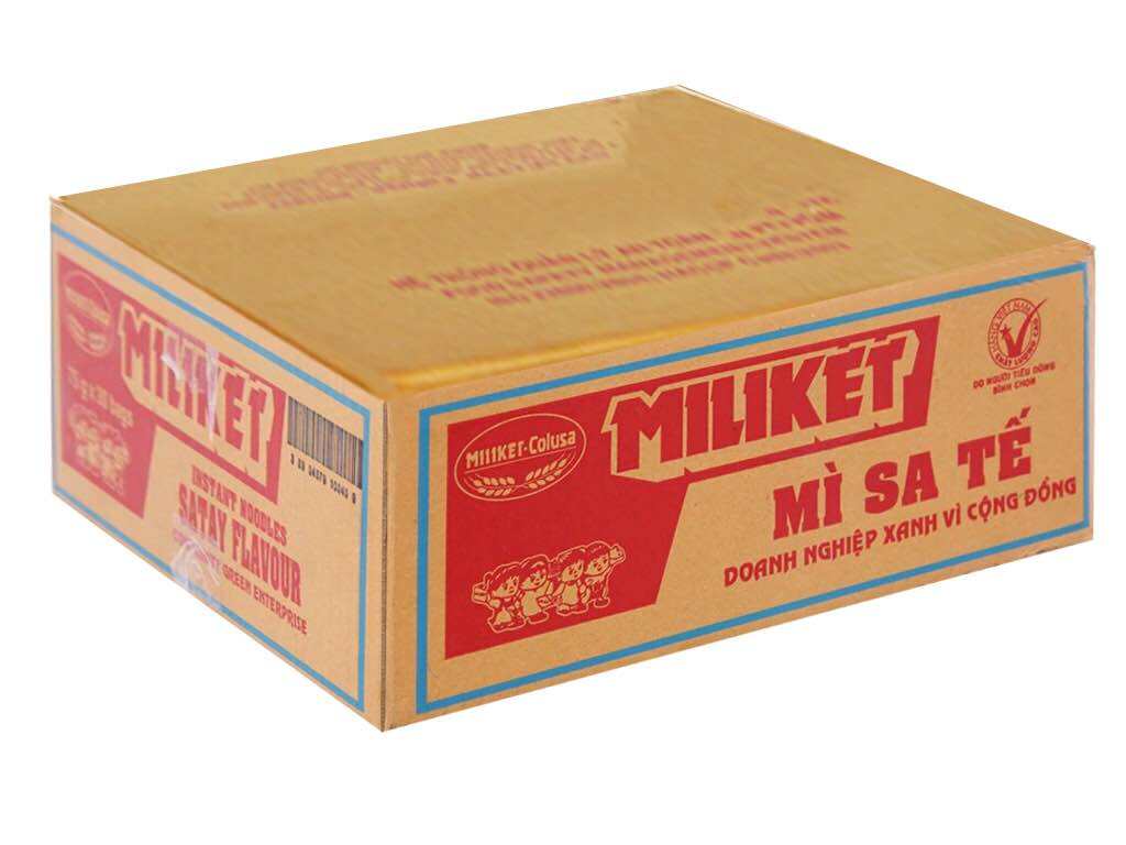 Thùng 30 gói mì sa tế Miliket giấy vàng 65g