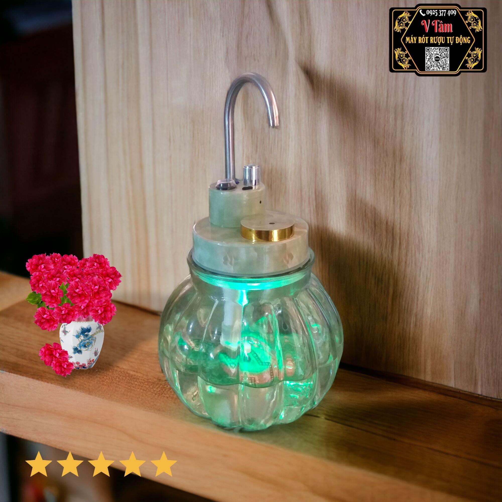 Bình rót rượu tự động cảm ứng , máy rót rượu mẫu thủy tinh vòi inox