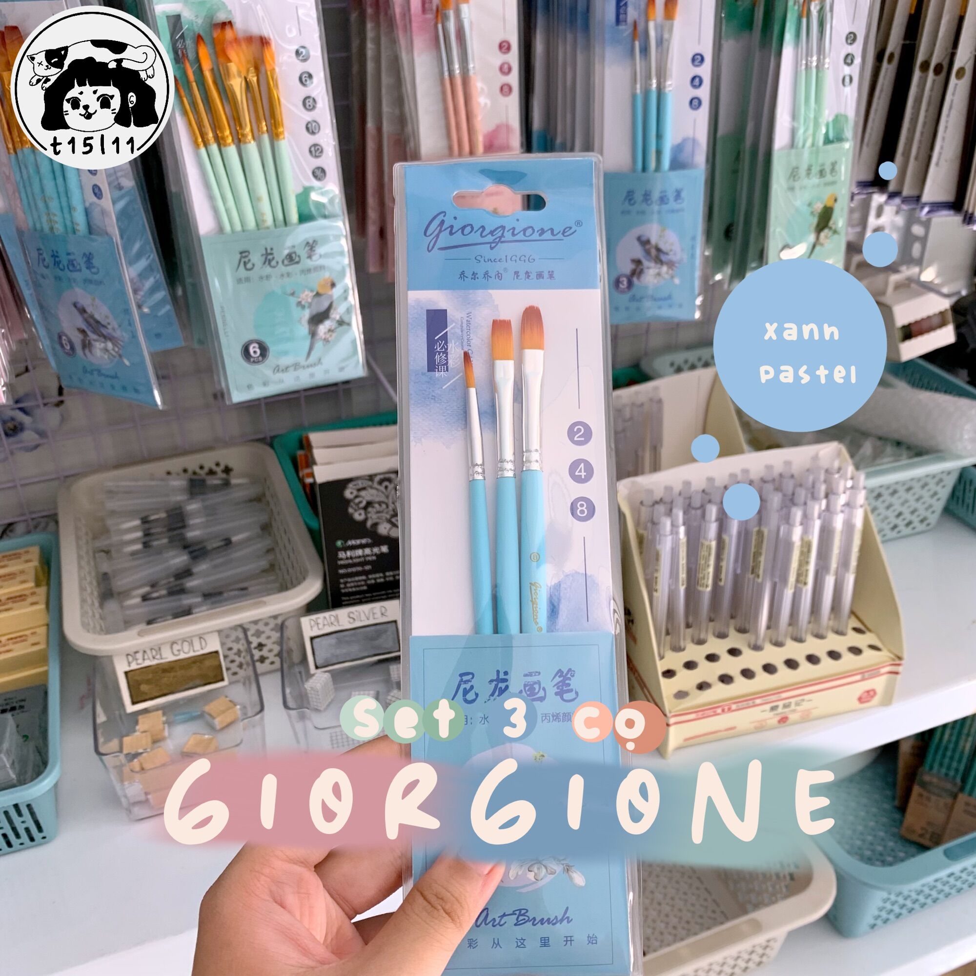 [t15l11] Set 3 cọ vẽ màu nước Giorgione