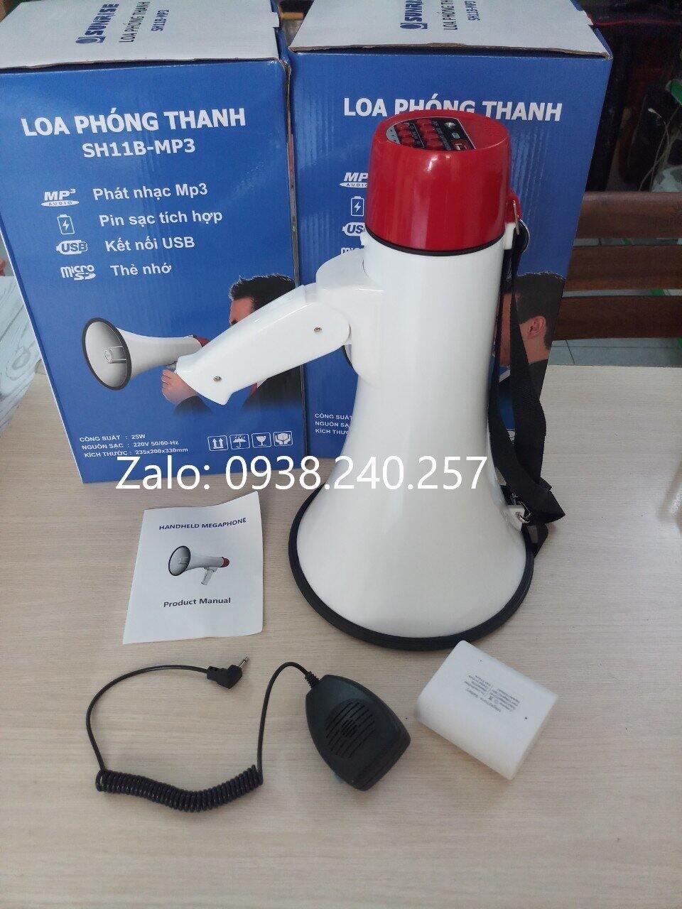 Loa phóng thanh cầm tay sunrise sh11b mp3 kèm pin sạc, còi hú báo động - sunrise sh-11b