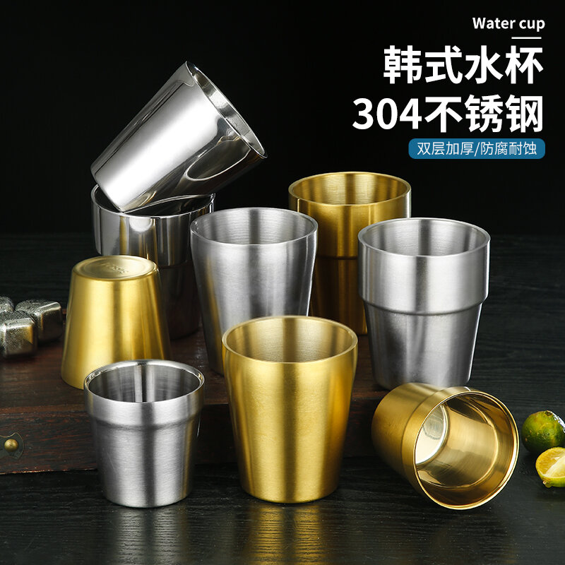 Cốc Nước Hai Lớp Bằng Thép Không Gỉ Phong Cách Hàn Quốc Cốc Đựng Đồ Uống Cốc Đựng Cà Phê Cốc Đựng Nước Dùng Tại Nhà Hàng