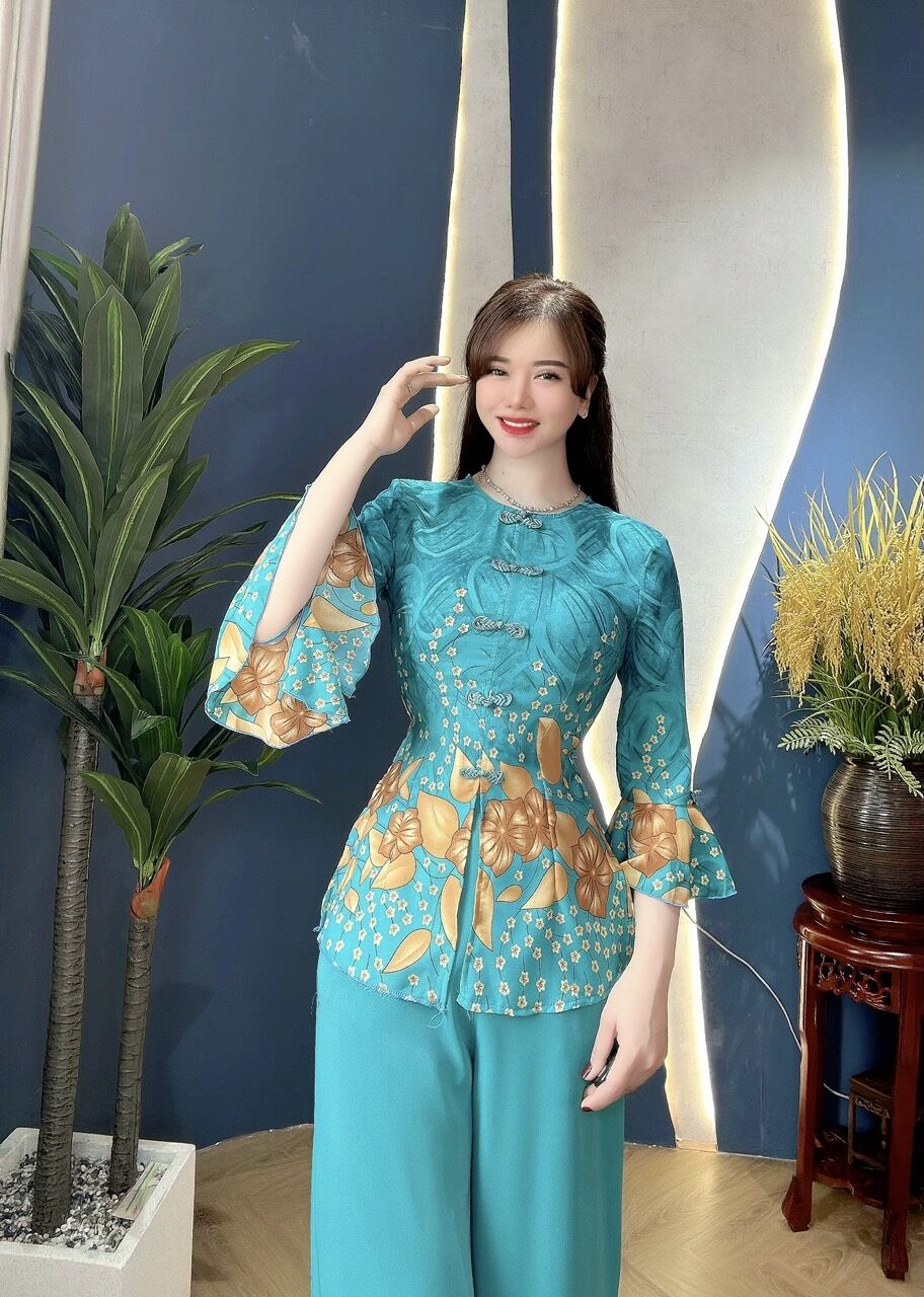 Bộ bà ba cổ tròn tay loe bảng màu đẹp