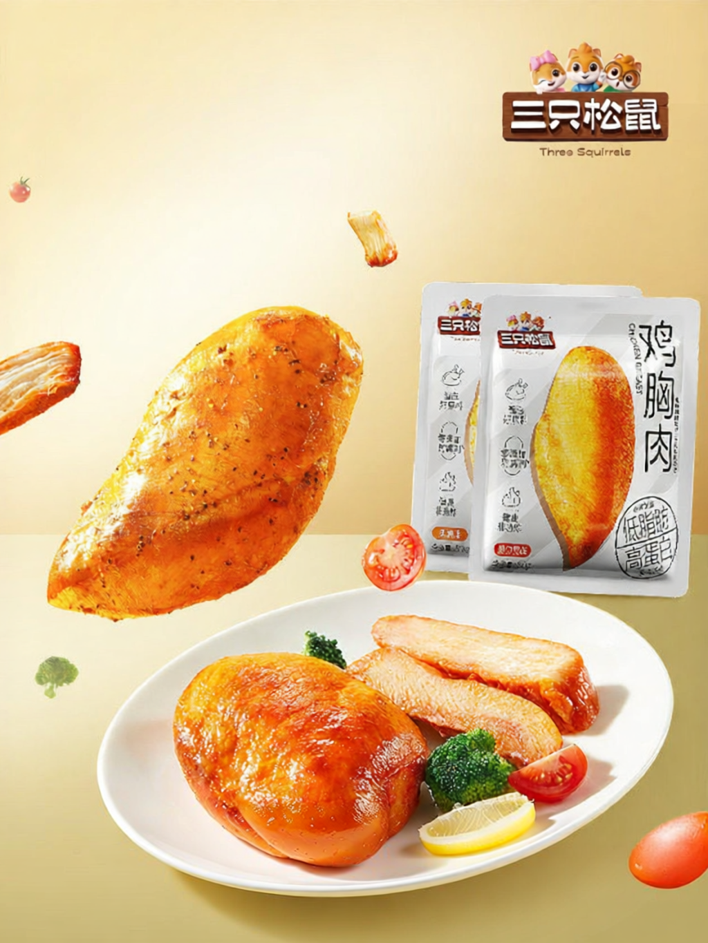 Three Squirrels | Thịt Gà Sẵn Ăn Hương Vị Orlean 50g