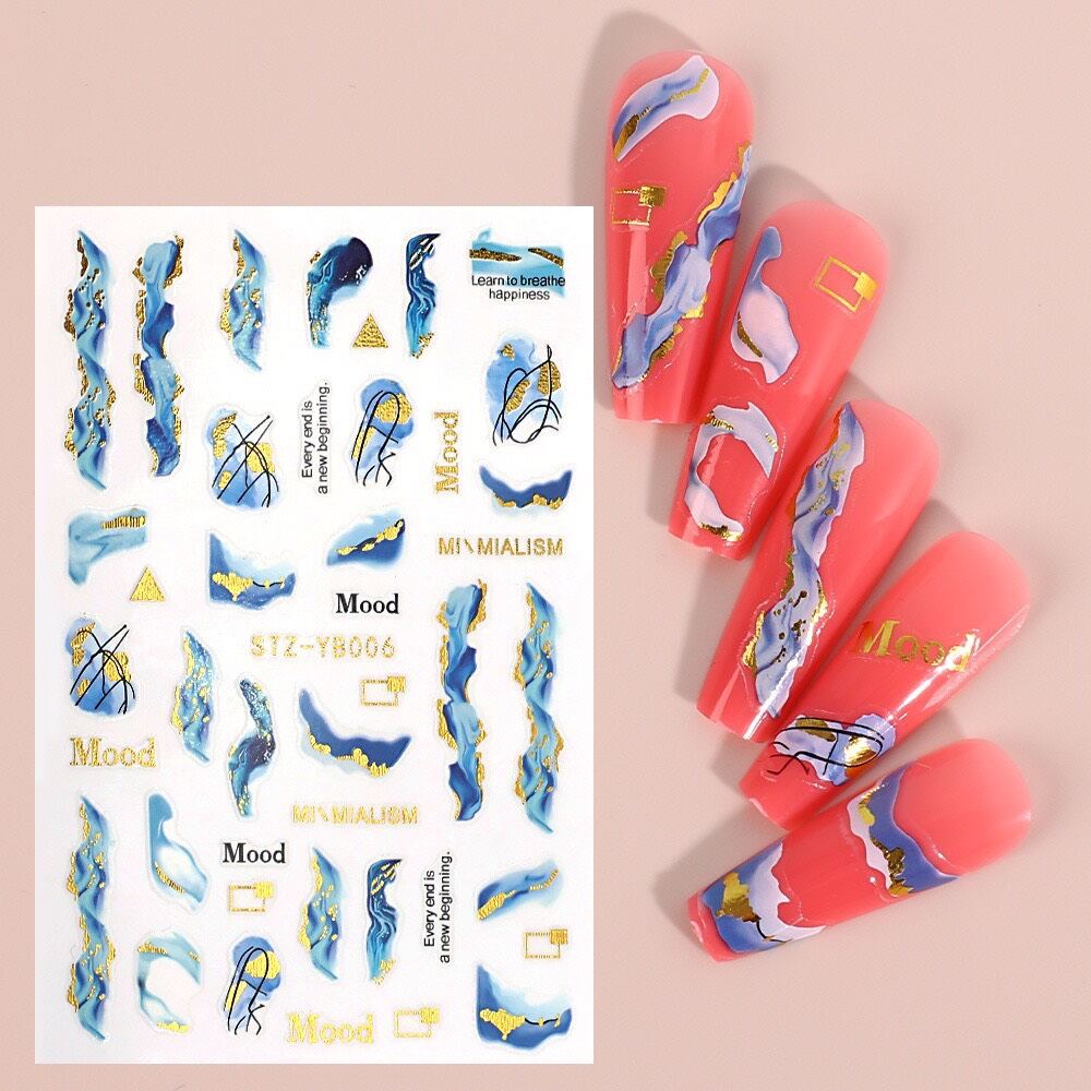 Sticker dán móng tay loang vân đá ẩn xà cừ mẫu mới