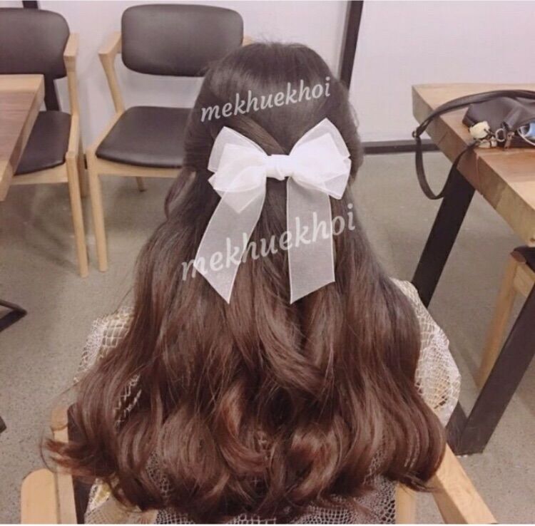 Kẹp tóc nơ voan cao cấp lấp lánh Bản To Sang Chảnh/ cột tóc nơ voan cao cấp tiểu thư phong cách Hàn Quốc