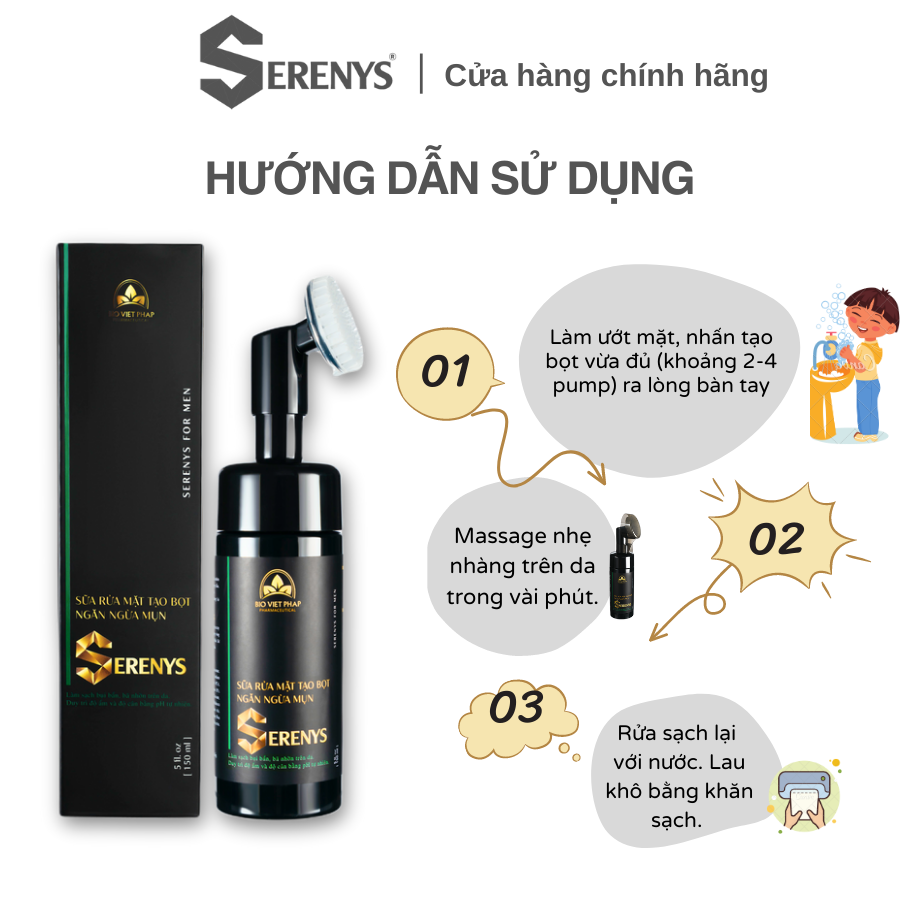 Bọt Rửa Mặt Nam Serenys 150ml