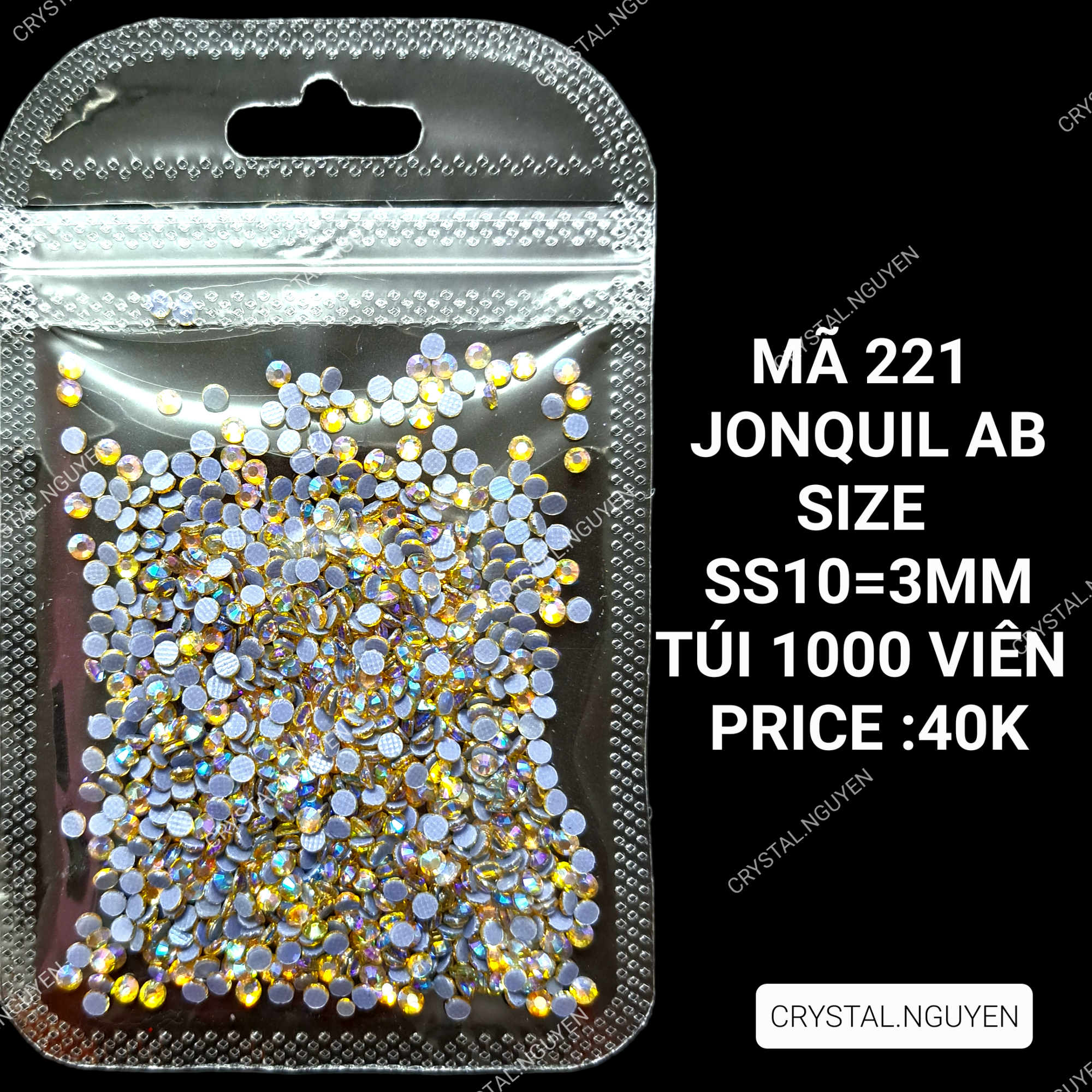 MÃ 221 JONQUIL AB- ĐÁ NAIL KHAY - ĐÁ TÚI MIX SIZE- ĐÁ LẺ SIZE
