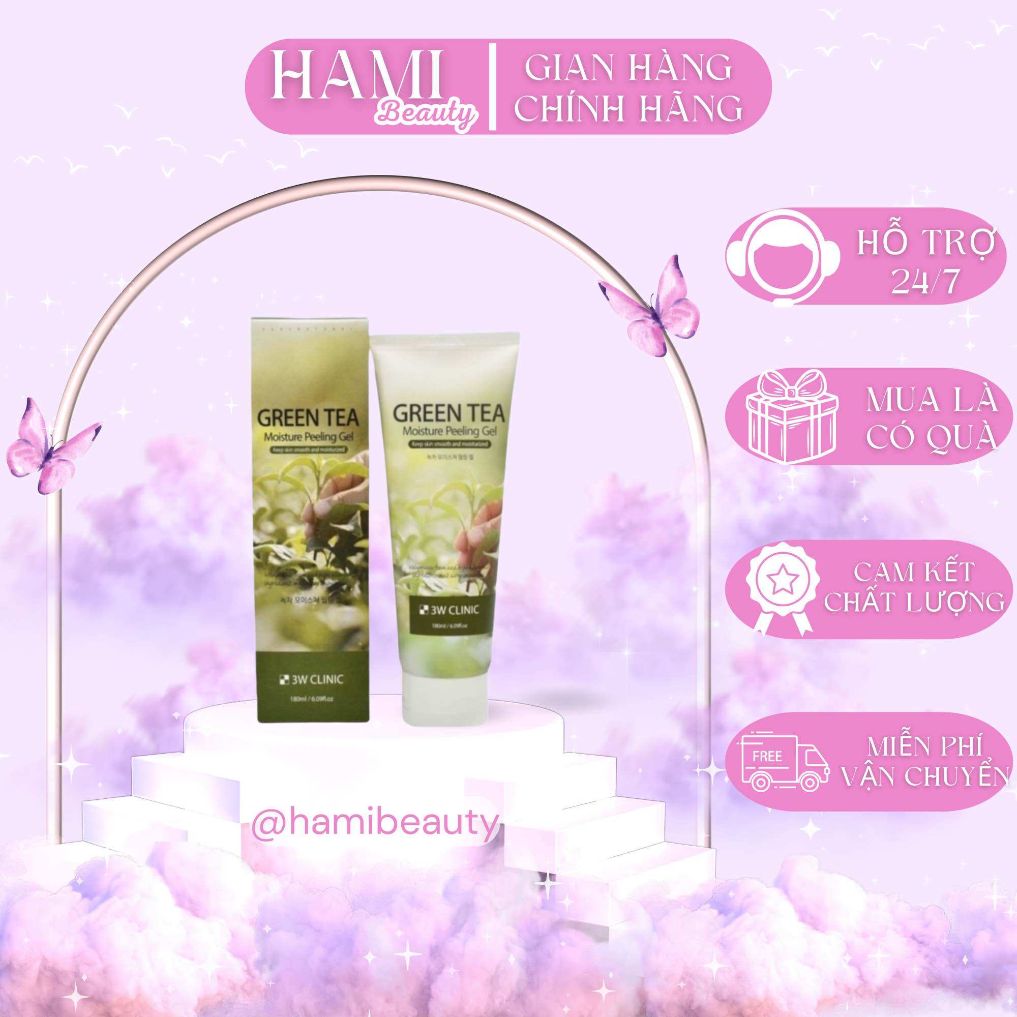 Tẩy tế bào chết 3w clinic chiết xuất trà xanh green tea 180ml