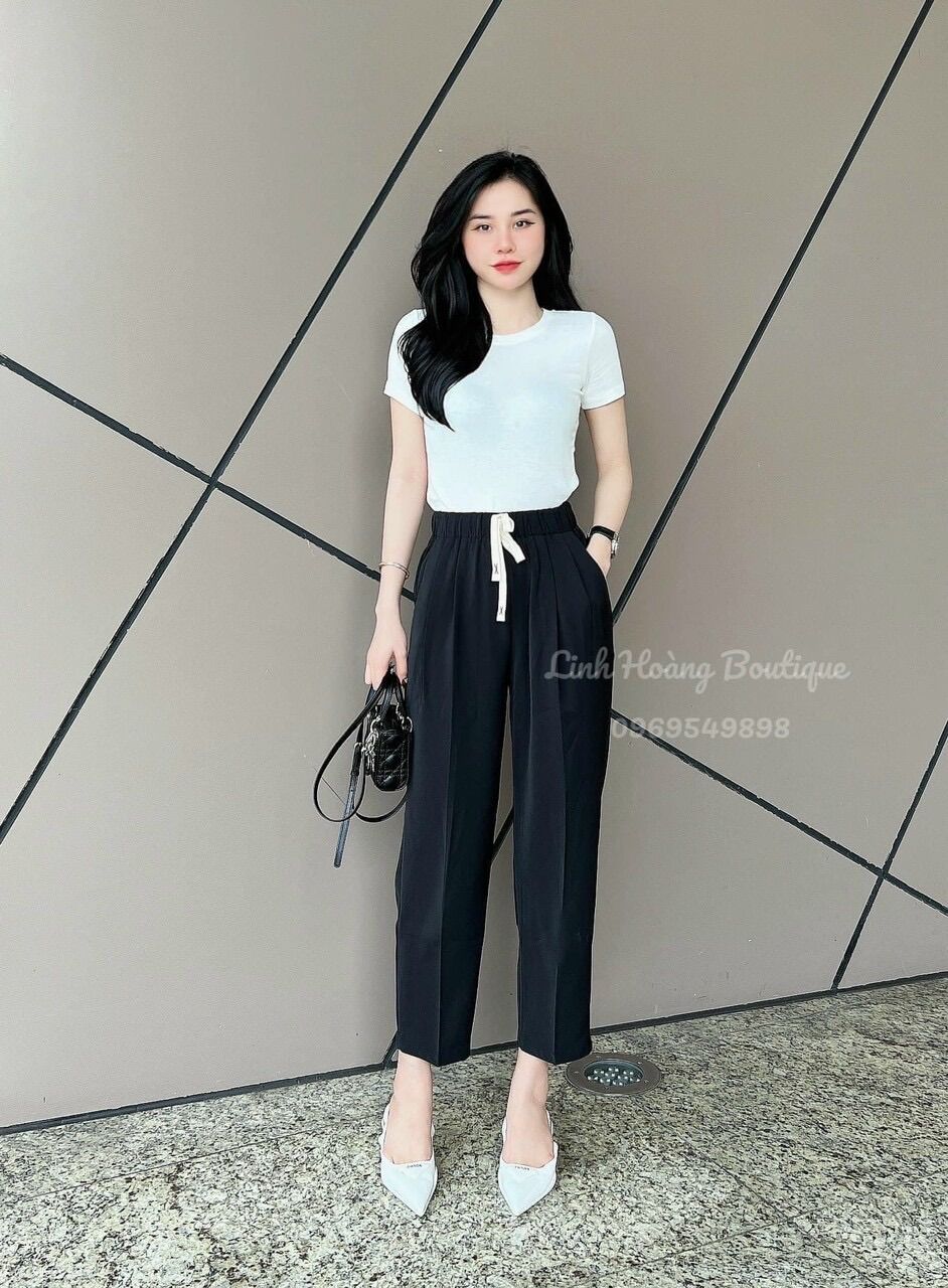 Quần baggy lưng cao, quần bagyy cạp chun lưng cao chất ruby mềm mịn mát. Quần baggy nữ. Quần nữ đep