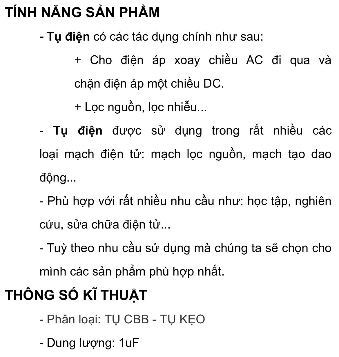 [ 10 con ] TỤ CBB 1UF 105J 250V 16MM