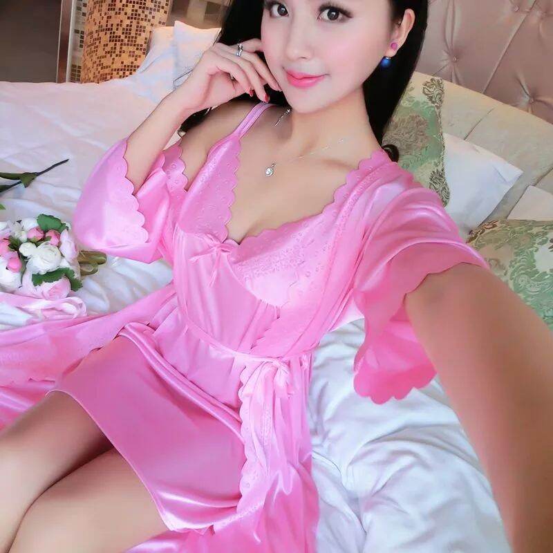 [HCM]Váy ngủ kèm áo choàng thun lụa cao cấp (đen)