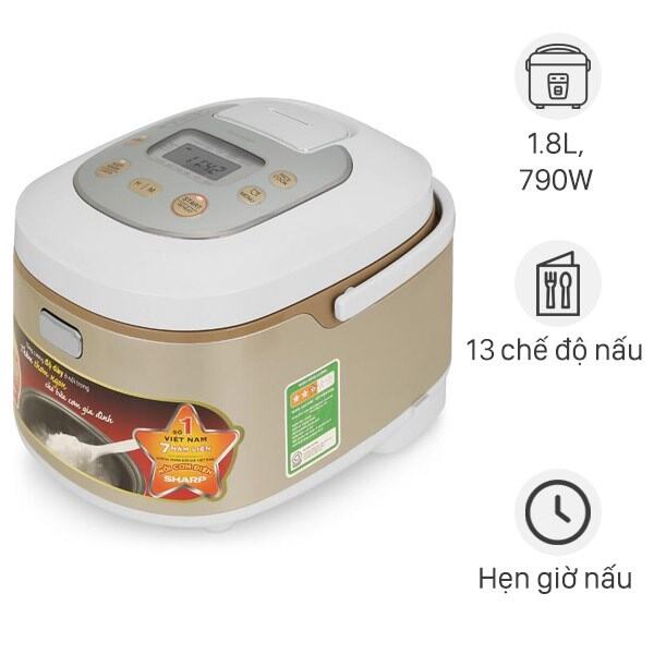 Nồi cơm điện sharp 1.8 lít ks-th18-gl - hàng chính hãng