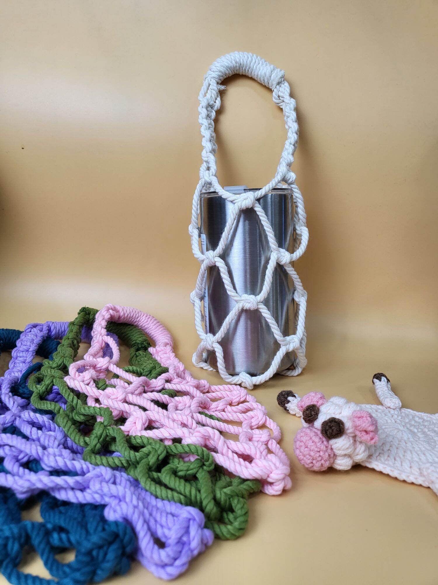 Túi đựng bình giữ nhiệt sợi len macrame