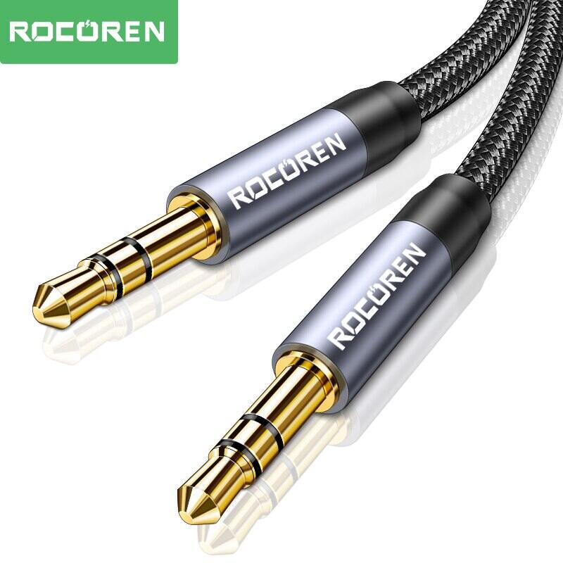 Rocoren 3.5mm jack âm thanh cáp jack 3.5mm Nam đến Nam âm thanh AUX cáp cho điện thoại tai nghe xe MP3 loa máy tính AUX dây 5m