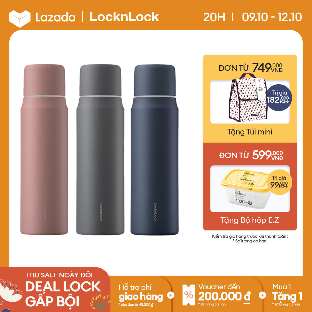 LHC1487 - Bình giữ nhiệt Lock&Lock Maman Cup Vacuum Bottle 505ml - Có nắp sử dụng như cốc. giữ nhiệt đến 20h - Hàng chính hãng