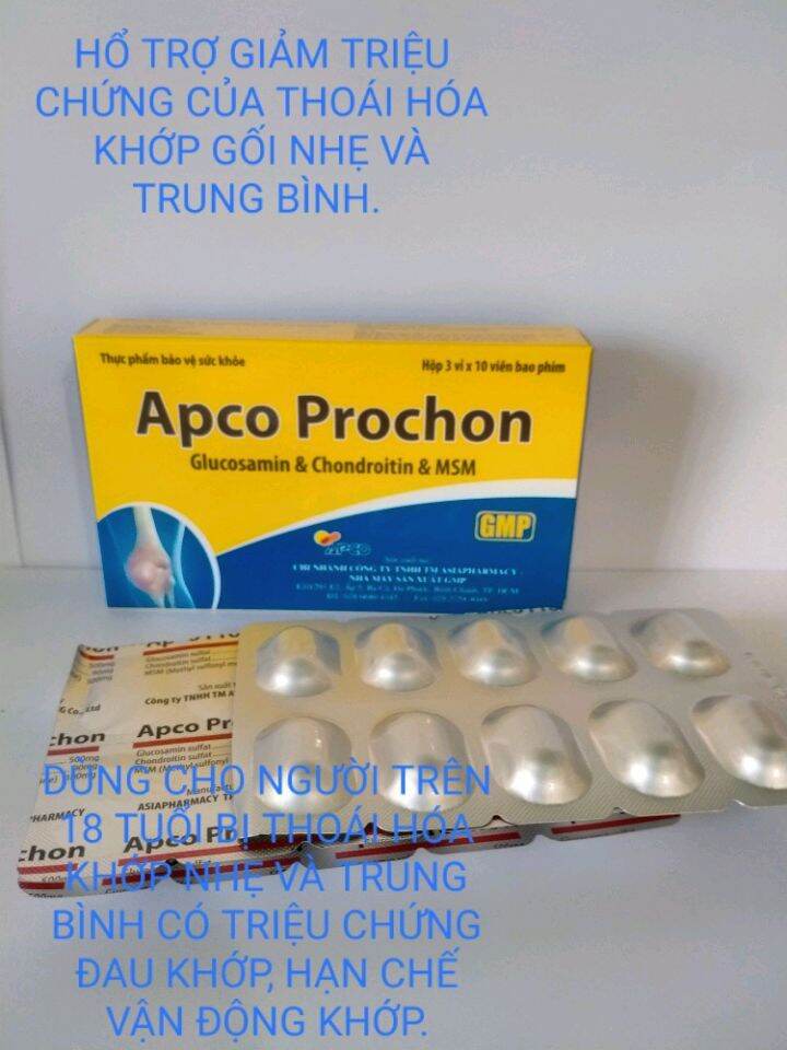 Viên Uống Apco Prochon Hộp 30 Viên Giúp Giảm Triệu Chứng Thoái Hóa Khớp Gối. [ Sưu Tầm Mã Miễn Phí Vận Chuyển Bên Dưới ]