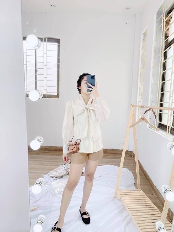 Áo sơ mi cổ nơ tiểu thư, áo nữ kiểu