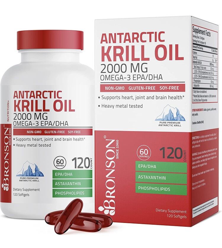 Dầu nhuyễn thể Bronson Antarctic Krill Oil 1000 mg 60v/120 viên USA