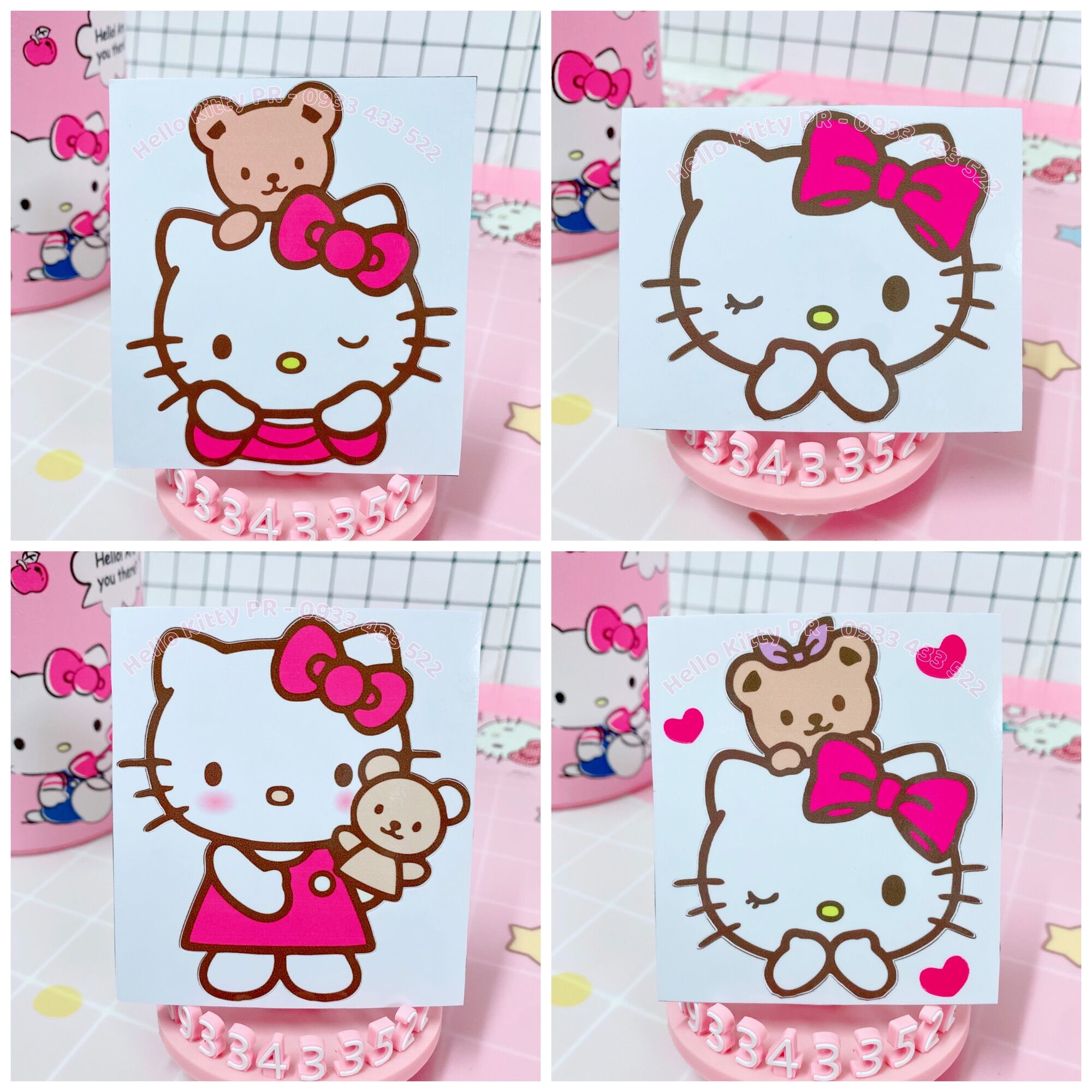 [Freeship MAX] Decal dán trang trí ( nón bảo hiểm, xe, ổ điện, tủ kính ) HelloKitty PR