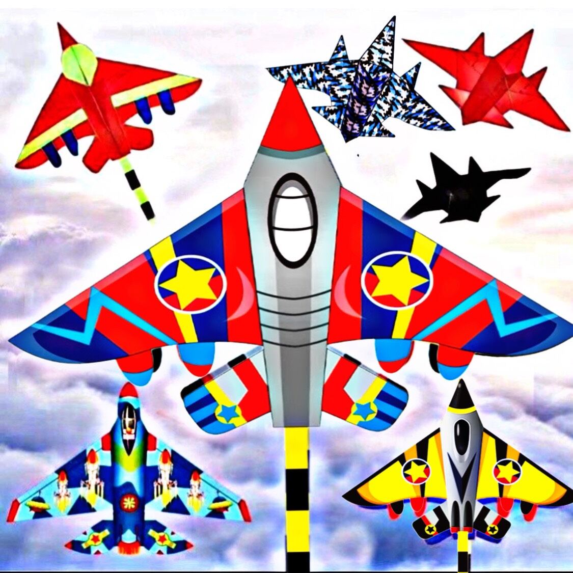 [HCM]COMBO 1 TẶNG 1 - Diều MÁY BAY CHIẾN ĐẤU +Tặng tay cầm thả diều lớn 150m dây - ẢNH THẬT