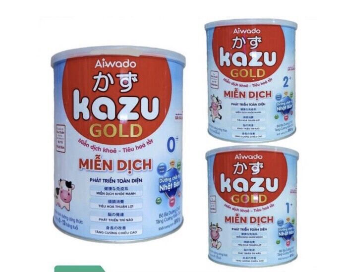Tặng gấu bông - COMBO 6 lon sữa Kazu miễn dịch gold 0+, 1+, 2+. 810g lon