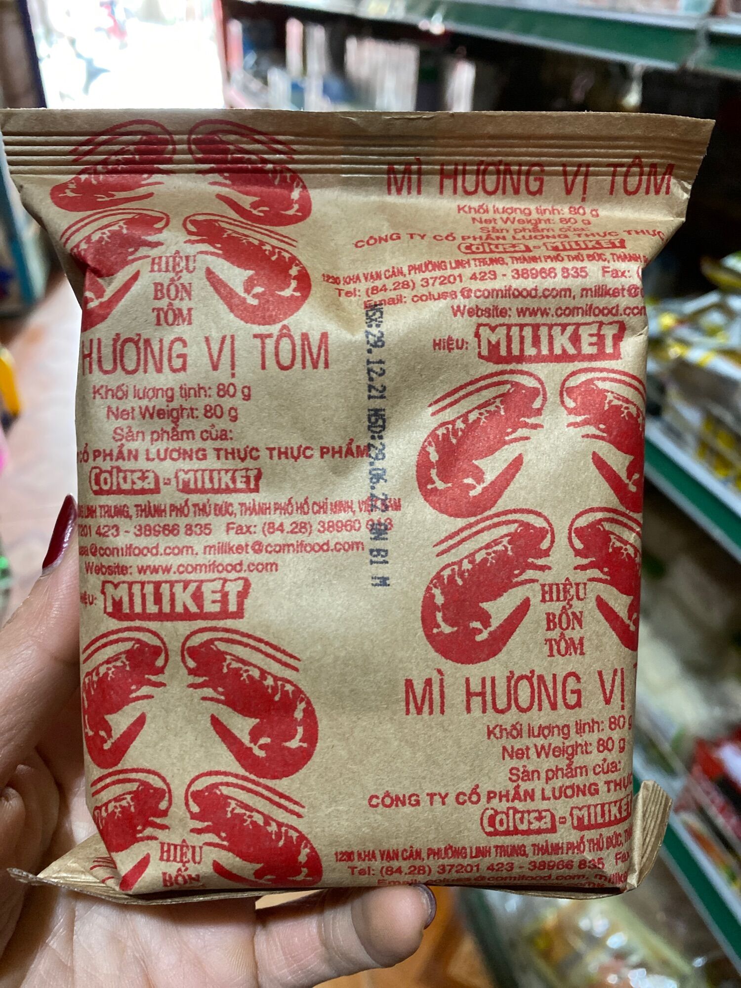 Mỳ miliket 4 tôm thùng 30 gói x 80 gam