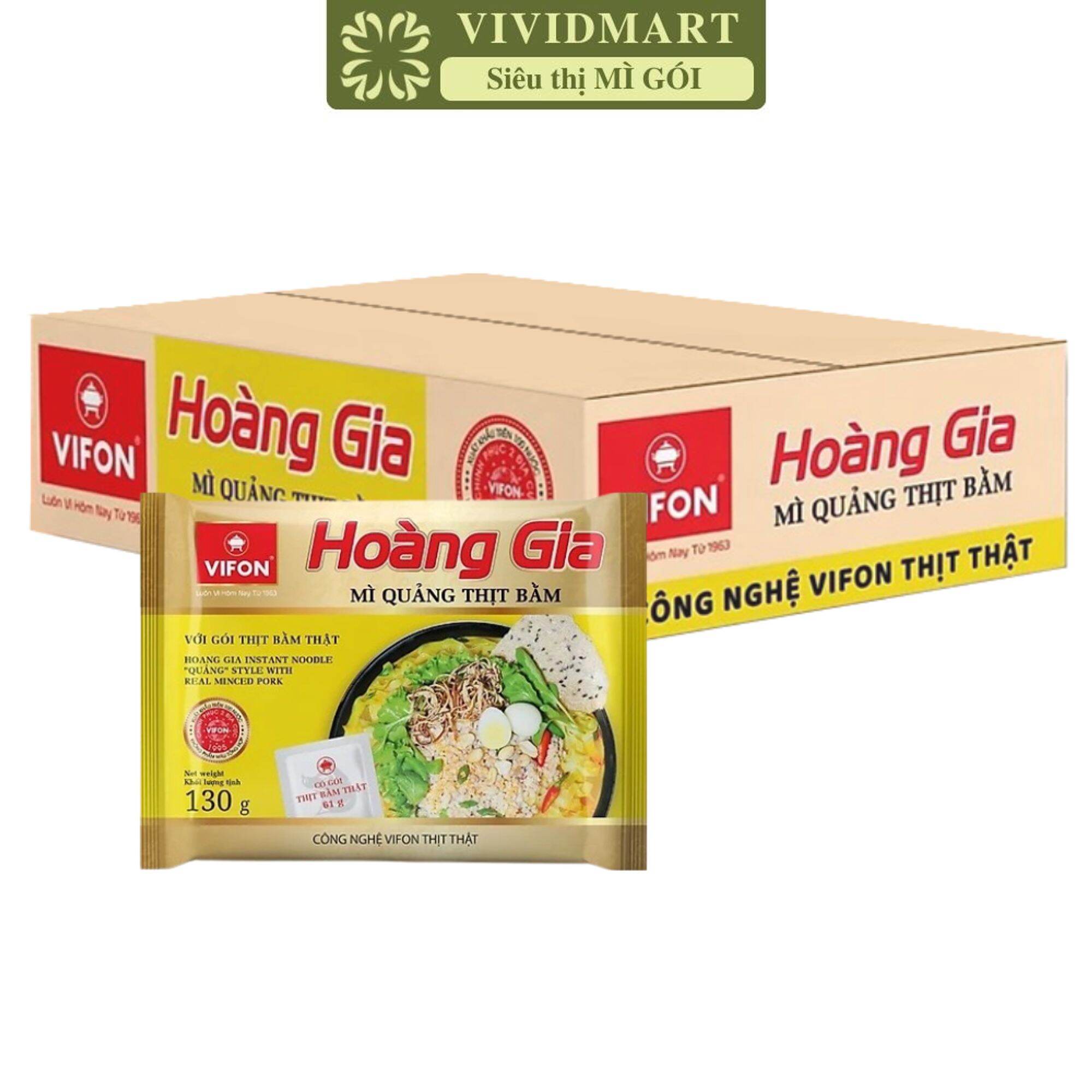 [THÙNG 18 GÓI] - VIFON - Mì Hoàng Gia vị Mì Quảng Thịt Bằm (có thịt thật) (130g/gói) - Mì quảng gói 