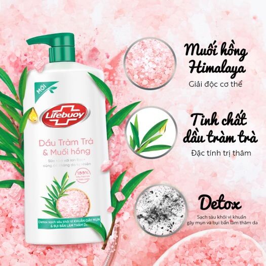 Sữa tắm LIFEBUOY Matcha ổ qua - Dầu tràm trà & Muối hồng