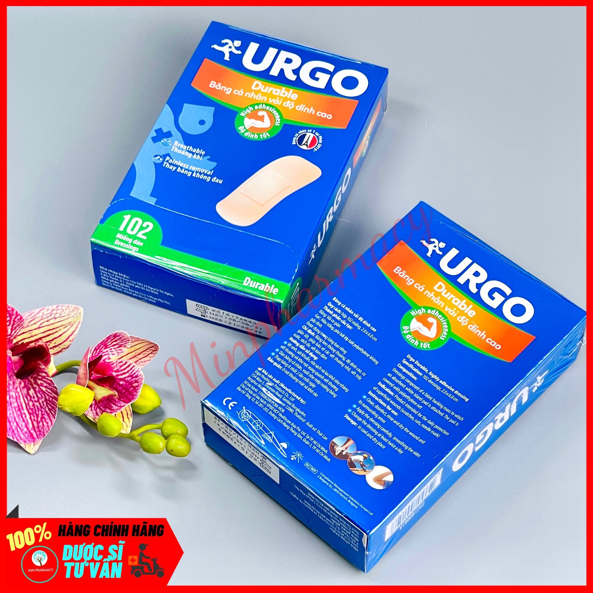 Băng cá nhân vải độ dính cao Urgo Durable (100 miếng/hộp) - Minpharmacy